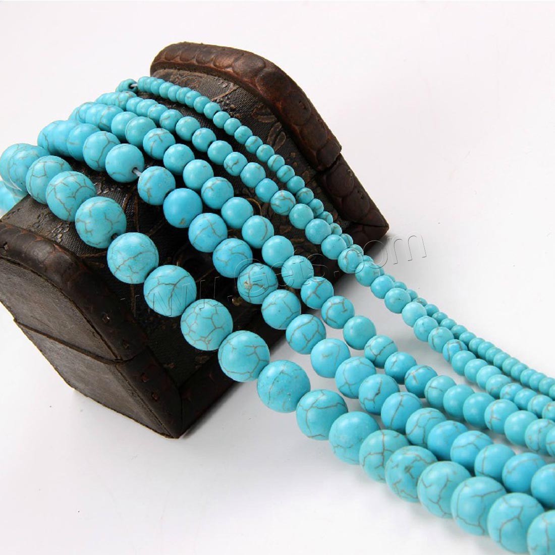 Synthetische Türkis Perlen, rund, natürlich, verschiedene Größen vorhanden, blau, Länge:ca. 15.7 ZollInch, verkauft von Strang