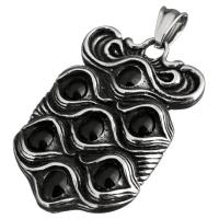 Stainless Steel Pendant, with Black Agate, blacken Approx 
