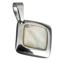 Resin Stainless Steel Pendant, with Resin, Rhombus, original color Approx 