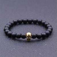 Zinc Alloy Crystal Bracelets, with Zinc Alloy, Skull, plated, Unisex & frosted 8mm Approx 7.5 Inch 