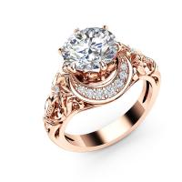 Brass Finger Ring, rose gold color plated & for woman & with rhinestone, 8mm, 12mm 
