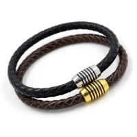 Leather Bracelet, zinc alloy magnetic clasp, plated, Unisex & enamel 6mm Approx 8.6 Inch 