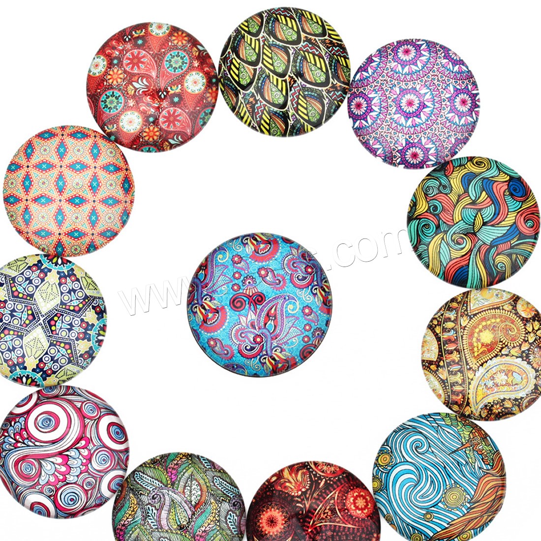 Time Gem Cabochon, Glass, Flat Round, time gem jewelry & mixed pattern & different size for choice & flat back, 20PCs/Bag, Sold By Bag
