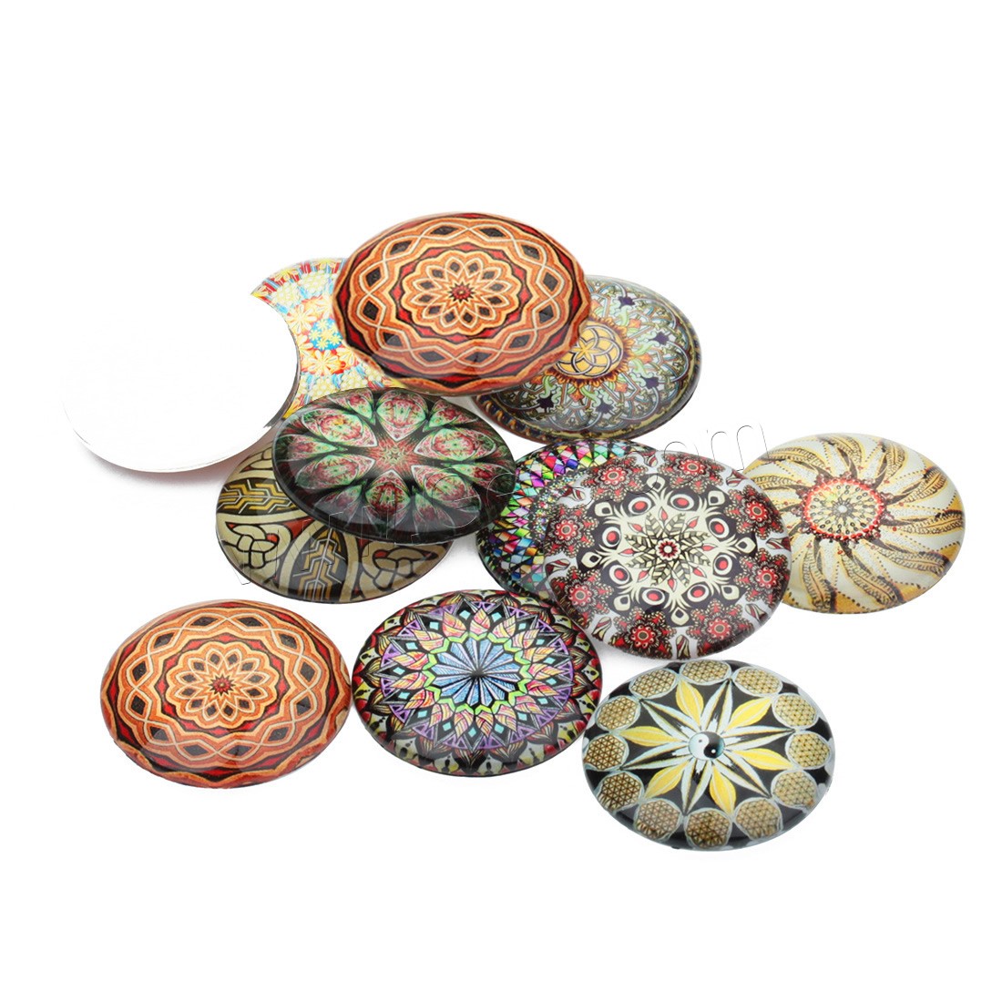 Time Gem Cabochon, Glass, Flat Round, time gem jewelry & mixed pattern & different size for choice & flat back, more colors for choice, 20PCs/Bag, Sold By Bag