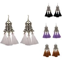 Fashion Tassel Earring, Zinc Alloy, with Nylon Cord, iron earring hook, antique gold color plated, for woman & with rhinestone lead & cadmium free 