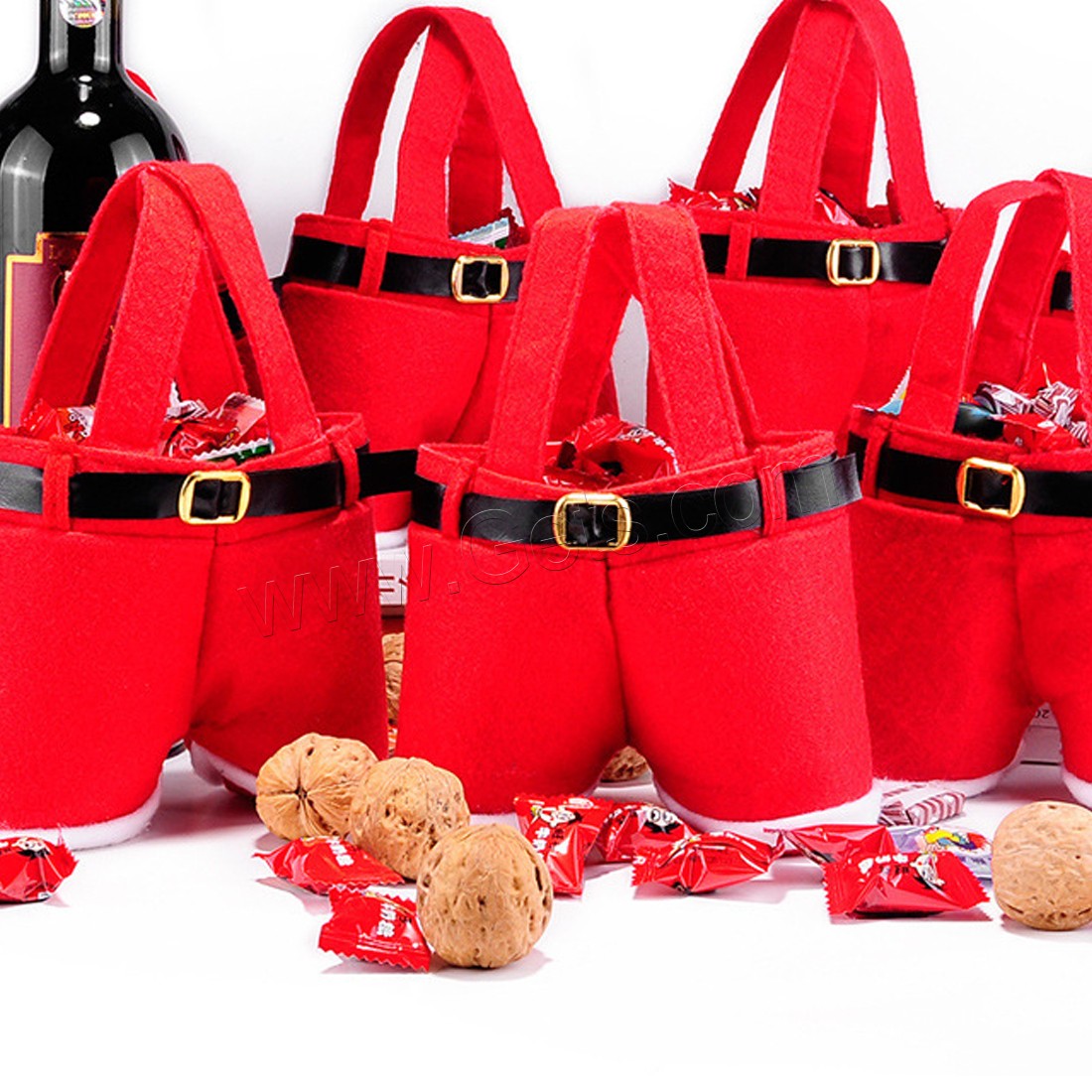 Hard Velveteen Christmas Gift Bag, Christmas jewelry & different size for choice, red, Sold By PC