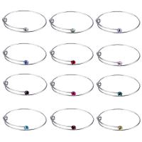 Rhinestone Zinc Alloy Bangle, platinum color plated, adjustable & for woman & with rhinestone Inner Approx 65mm [