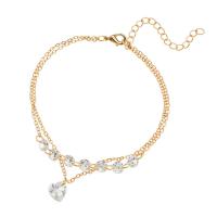 Zinc Alloy Bracelet, with Crystal, with 1.96 Inch extender chain, plated, Double Layer & charm bracelet & oval chain & for woman & faceted Approx 7 Inch 