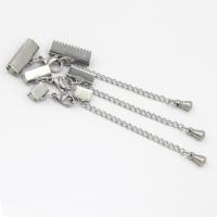 Stainless Steel Lobster Claw Cord Clasp, with ribbon crimp end Inch 