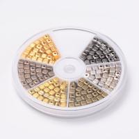 Zinc Alloy Jewelry Beads, with Plastic Box, Square, plated, mixed colors, lead & cadmium free, 4mm Approx 1mm, Approx 