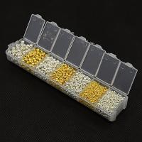 Eisen Perlen, mit Kunststoff Kasten, plattiert, gemischt, gemischte Farben, frei von Blei & Kadmium, 2-5mm, Bohrung:ca. 1-2mm, ca. 140PCs/Box, verkauft von Box