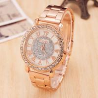 Unisex Wrist Watch, Zinc Alloy, with Glass, Round, plated, with rhinestone 20mm Approx 9.4 Inch 
