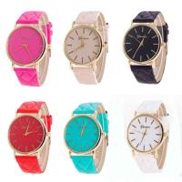 Unisex Wrist Watch, Leather, with Glass & Zinc Alloy, Round, plated 20mm, 39mm Approx 9.4 Inch 