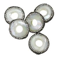 Clay Pave Beads, with Freshwater Pearl, Donut, with rhinestone Approx 8mm 