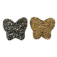 Rhinestone Clay Pave Beads, Butterfly, with rhinestone 24-26x22-23x10-12mm Approx 0.5mm 