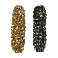 Strass Ton befestigte Perlen, Lehm pflastern, mit Strass, keine, 7x23-24x7mm, Bohrung:ca. 1mm, verkauft von PC
