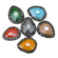 Lehm pflastern Perle, mit Kristall, Tropfen, facettierte & mit Strass, keine, 18x21x8mm, Bohrung:ca. 1mm, verkauft von PC