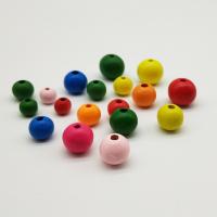 Dyed Wood Beads, Round, DIY mixed colors Approx 1mm 
