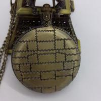 Taschenuhr, Zinklegierung, mit Glas, flache Runde, antike Bronzefarbe plattiert, Twist oval, 45mm, Länge:ca. 31 ZollInch, verkauft von Strang