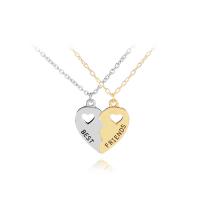 Zinc Alloy Puzzle Friendship Necklace, with 1.9lnch extender chain, Heart, plated, oval chain & with letter pattern & for woman & enamel & two tone Approx 17.7 Inch 