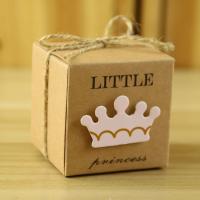 Kraft Wedding Candy Box, with Linen, durable 