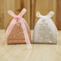 Papel Caja de caramelo de boda, con Cinta de satén, Sostenible & hueco, más colores para la opción, 60x60x70mm, Vendido por UD