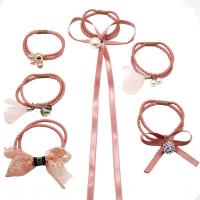 Ponytail Holder, Nylon, with ABS Plastic Pearl & Zinc Alloy, for woman & mixed 50-60mm 