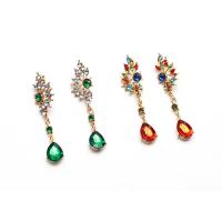 Zinc Alloy Drop Earring, with Crystal, stainless steel post pin, gold color plated, for woman & faceted & with rhinestone 80mm 