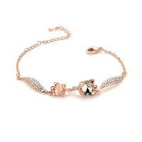 Zinc Alloy Crystal Bracelets, with Crystal, with 5.5cm extender chain, Fox, gold color plated, for woman & with rhinestone, lead & cadmium free Approx 6 Inch 