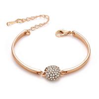 Zinc Alloy Rhinestone Bracelets, with 5.5cm extender chain, gold color plated, for woman & with rhinestone, lead & cadmium free, 12mm Approx 5 Inch 