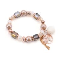 Zinc Alloy Bracelet, with Crystal & Acrylic, rose gold color plated, Bohemian style & for woman & faceted, lead & cadmium free, 12mm, 10mm Approx 6 Inch 