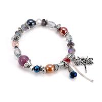 Zinc Alloy Bracelet, with Crystal & Acrylic, antique silver color plated, Bohemian style & for woman & faceted, lead & cadmium free 10mm Approx 6 Inch 