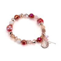 Zinc Alloy Bracelet, with Crystal & Acrylic, rose gold color plated, Bohemian style & for woman & faceted, lead & cadmium free, 9mm, 11mm Approx 6 Inch 