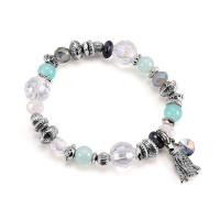 Zinc Alloy Bracelet, with Crystal & Acrylic, antique silver color plated, Bohemian style & for woman & faceted, lead & cadmium free, 8mm, 14mm Approx 6 Inch 