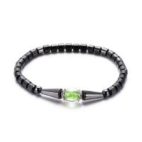 Non Magnetic Hematite Anklet, with Lampwork & Zinc Alloy, antique silver color plated, for woman 4mm Approx 8 Inch 