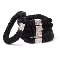 Cloth Elastic Band, with Zinc Alloy, durable & for woman & with rhinestone, black, 150mm 
