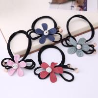Polyester Elastic Band, with Zinc Alloy, Flower, durable & for woman & , Random Color, 160mm 