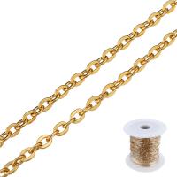 Stainless Steel Oval Chain, with plastic spool, gold color plated 