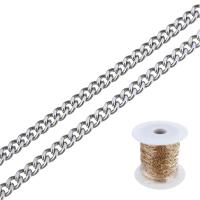 Stainless Steel Curb Chain, with plastic spool, original color 