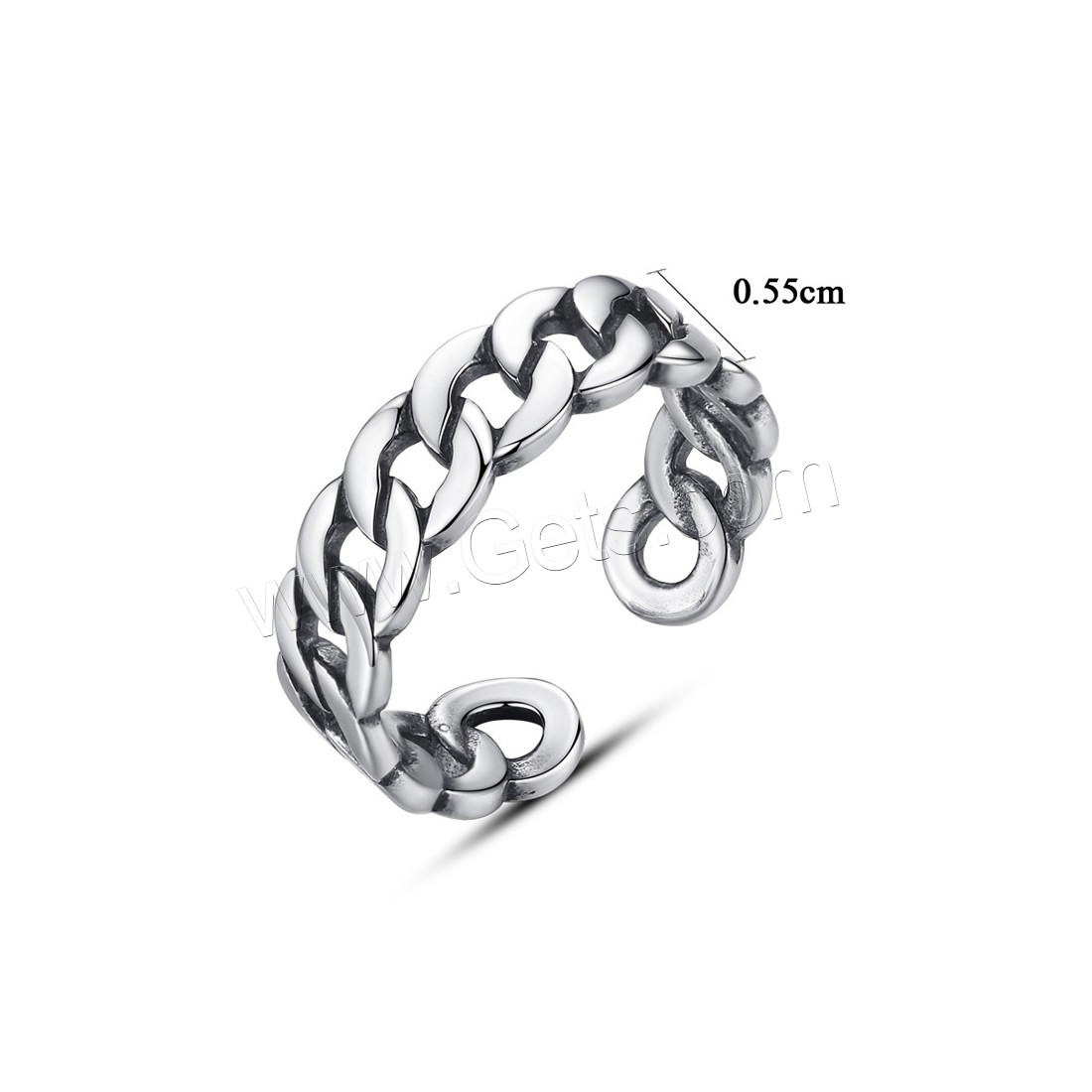 Thailand Sterling Silver Finger Ring, Unisex & adjustable & different size for choice & blacken, 5.5mm, US Ring Size:6-8, Sold By PC