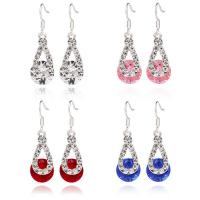 Zinc Alloy Drop Earring, silver color plated, for woman & with cubic zirconia 