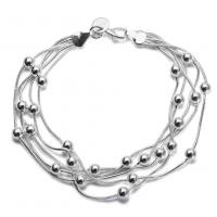 Brass Bracelets, silver color plated, snake chain & for woman & multi-strand Approx 7.8 Inch 