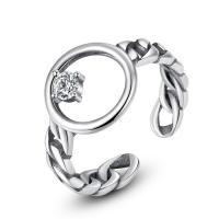 Кольцо стерлингового серебра из Таиланда, Латунь, покрытый платиной, регулируемый & Женский & с кубическим цирконием, 10.5mm, размер:6-8, продается PC