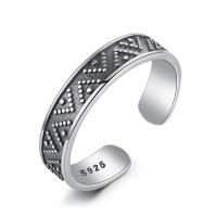 Кольцо стерлингового серебра из Таиланда, Таиланд, регулируемый & Женский & чернеют, 4mm, размер:6-8, продается PC