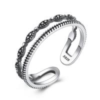 Кольцо стерлингового серебра из Таиланда, Таиланд, регулируемый & Женский & чернеют, 6mm, размер:6-8, продается PC