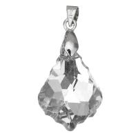 Stainless Steel Pendant, with Crystal, Teardrop, faceted, original color Approx 3.5mm 