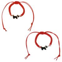 acier inoxydable bracelet de Woven Ball, avec corde en nylon, chat, Placage, réglable & pour femme & émail & avec strass, plus de couleurs à choisir 5mm Environ 4-10 pouce, Vendu par brin