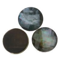 Black Shell Cabochon, with Resin, Flat Round, faceted 