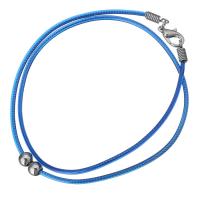 cordón de nylon Cuerda de collar, con metal, chapado en color de plata, 5x6mm, 2mm, longitud:aproximado 17 Inch, Vendido por Sarta