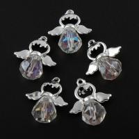 Crystal Zinc Alloy Pendants, with Crystal, Angel Wing, silver color plated, faceted, lead & cadmium free Approx 1mm 